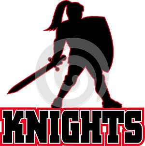 Knight silhouette shield sword