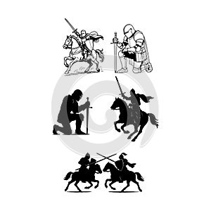 knight silhouettes on white