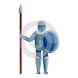 Knight with spear icon, cartoon style