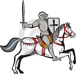 Knight Steed Wielding Sword Cartoon photo