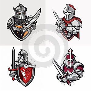 knight with sword exsport mascot logo