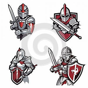 knight with sword exsport mascot logo