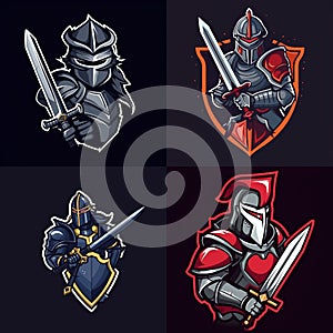 knight with sword exsport mascot logo