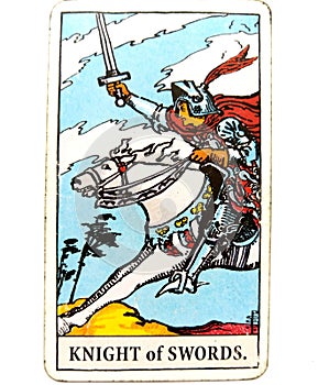 Knight of Swords Tarot Card Chatty Talkative Public Speaking Vocal Literal Cool Swift Action Speed Rush Hasty Rebellious