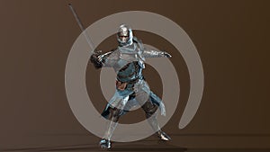 Knight Swordsman in Full Armour, 3D render