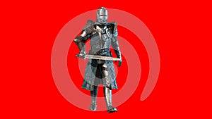 Knight Swordsman in Full Armour, 3D render