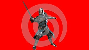 Knight Swordsman in Full Armour, 3D render