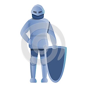 Knight take shield icon, cartoon style