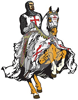 Knight of Templar order on a horse