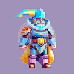 Knight warrior pixel art character for 8 bit game