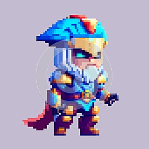 Knight warrior pixel art character for 8 bit game