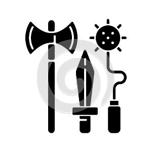 Knight weapons black glyph icon