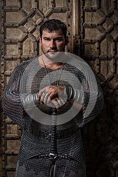 Knight wearing chain mail