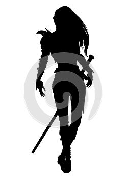 Knight woman silhouette