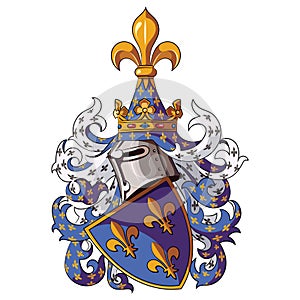 Knightly coat of arms. Medieval knight heraldry