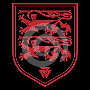 Knightly design. Viking design. Heraldic knight shield with lions photo