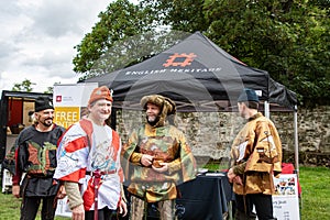 The knights of English heritage Castle Kenilworth castle greeting the public