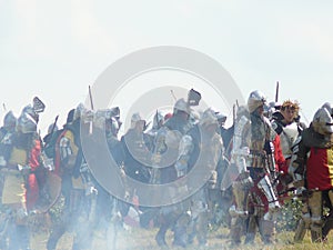 Knights on the reconstruction of the Battle of Grunwald