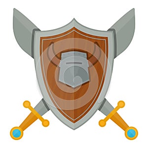 Knights shield medieval weapons heraldic knighthood protection medieval kingdom gear knightly vector illustration.