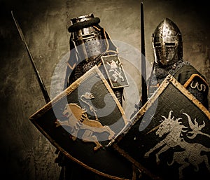 Knights with swords and shields photo