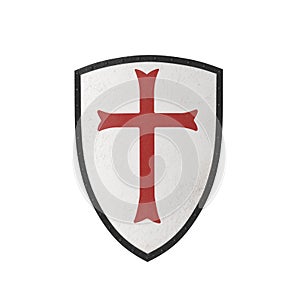 Knights Templar Shield on white. 3D illustration