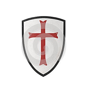 Knights Templar Shield on white. 3D illustration photo