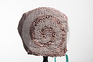 Knit baby bonnet  on light