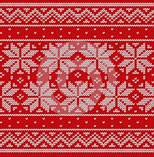 Knit Christmas seamless pattern. Knitted scandinavian texture. V