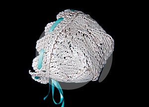 Knit cream color baby bonnet