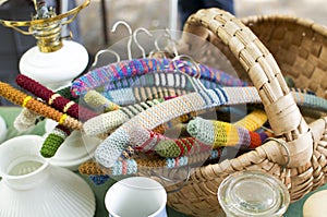 Knit hangers in flea market