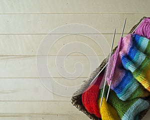 Knit a rainbow hat. Process of creation