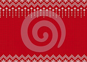 Knit seamless pattern. Christmas red print. Vector illustration