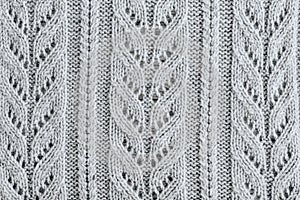 Knit texture of light gray wool knitted fabric