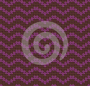 Knit yarn purple brown wave seamless pattern
