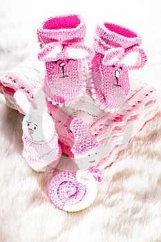 Knitted baby booties