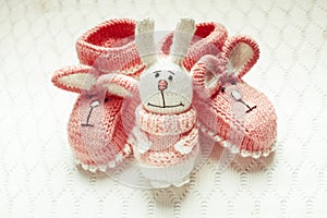 Knitted baby booties