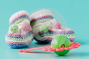 Knitted baby booties