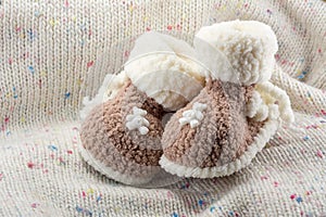 Knitted baby booties for newborn