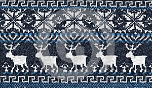 Knitted background with pattern with five deer