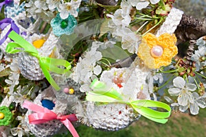 Knitted baskets for Easter