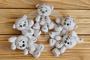 knitted beige bunnies and bears