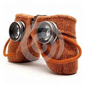 Knitted Binoculars: A Unique Blend Of Crocodile Brown And Lensbaby Effect