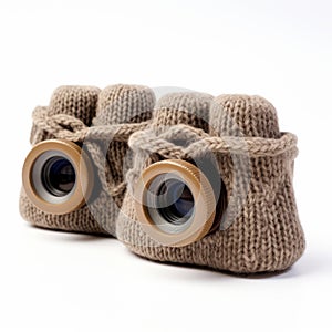 Knitted Binoculars: Unique And Distinctive Noses On White Background