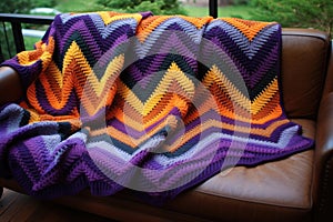 knitted blanket from upcycled t-shirt yarn