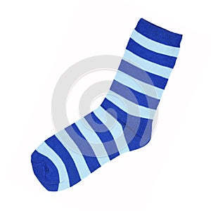 Knitted blue striped sock