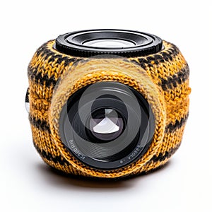 Knitted Camera Lens Isolated On White Background