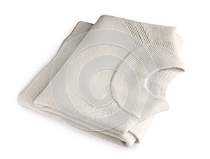 Knitted cashmere pullover isolated on white background