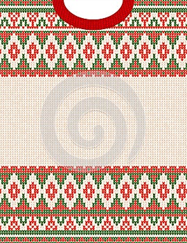 Knitted Chrismas tribal ornament ugly sweater pattern. Ethnic aztec print