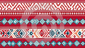 Knitted Christmas and New Year Ugly Sweater seamless pattern. Festive Knitting folk style scandinavian ornaments winter