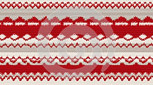 Knitted Christmas and New Year Ugly Sweater seamless pattern. Festive Knitting folk style scandinavian ornaments winter